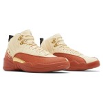 Air Jordan 12 Retro "Cream/Terra Red" DV1758-108 - Cream Leather with Red Suede and Gold Accents