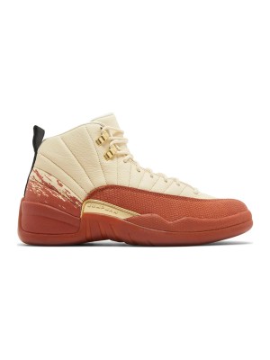 Air Jordan 12 Retro "Cream/Terra Red" DV1758-108 - Elegant Cream Sneakers with Premium Red Suede and Gold Accents