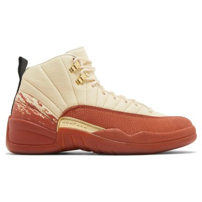 Air Jordan 12 Retro "Cream/Terra Red" DV1758-108 - Elegant Cream Sneakers with Premium Red Suede and Gold Accents