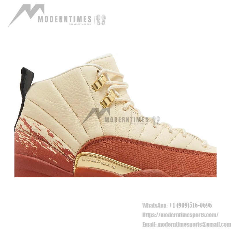 Air Jordan 12 Retro "Cream/Terra Red" DV1758-108 - Cream Leather with Red Suede and Gold Accents