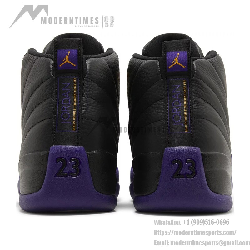 Air Jordan 12 Retro "Black/Purple" CT8013-057 - Black and Purple Premium Leather Sneakers