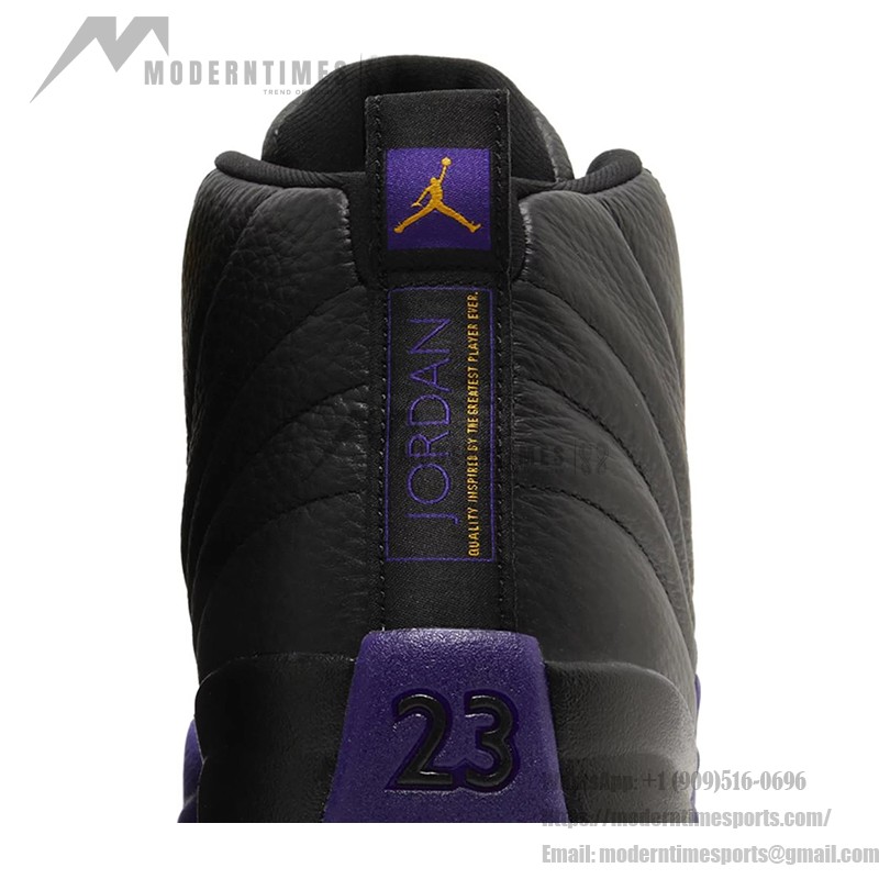 Air Jordan 12 Retro "Black/Purple" CT8013-057 - Black and Purple Premium Leather Sneakers