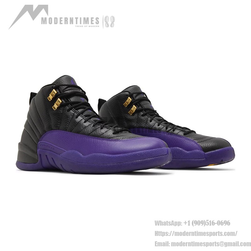 Air Jordan 12 Retro "Black/Purple" CT8013-057 - Black and Purple Premium Leather Sneakers