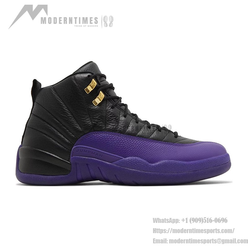 Air Jordan 12 Retro "Black/Purple" CT8013-057 - Black and Purple Premium Leather Sneakers