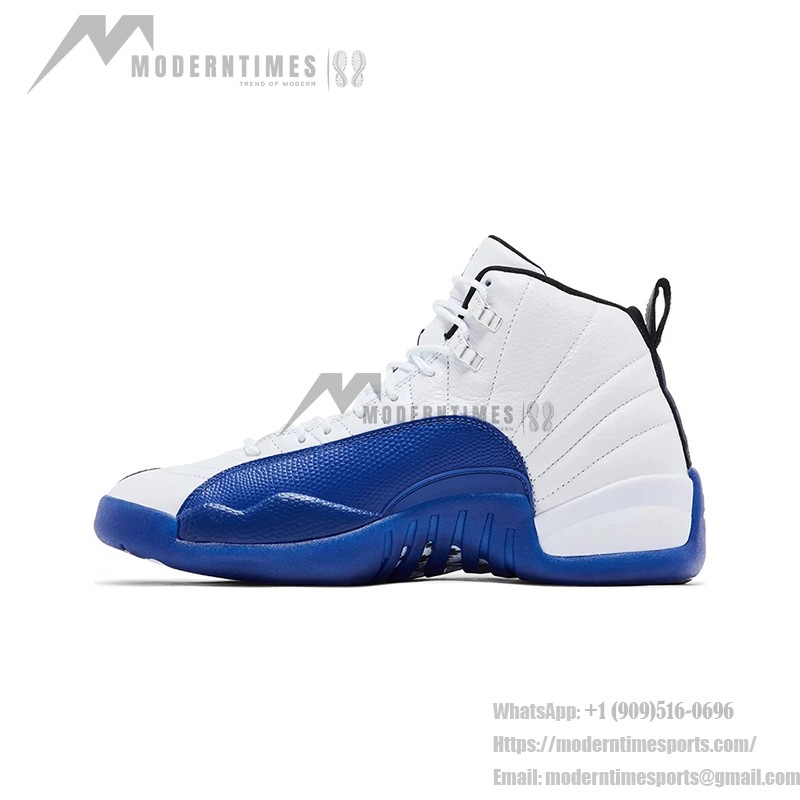 Air Jordan 12 Retro Game Royal CT8013-140 - White and Blue Premium Leather Sneakers