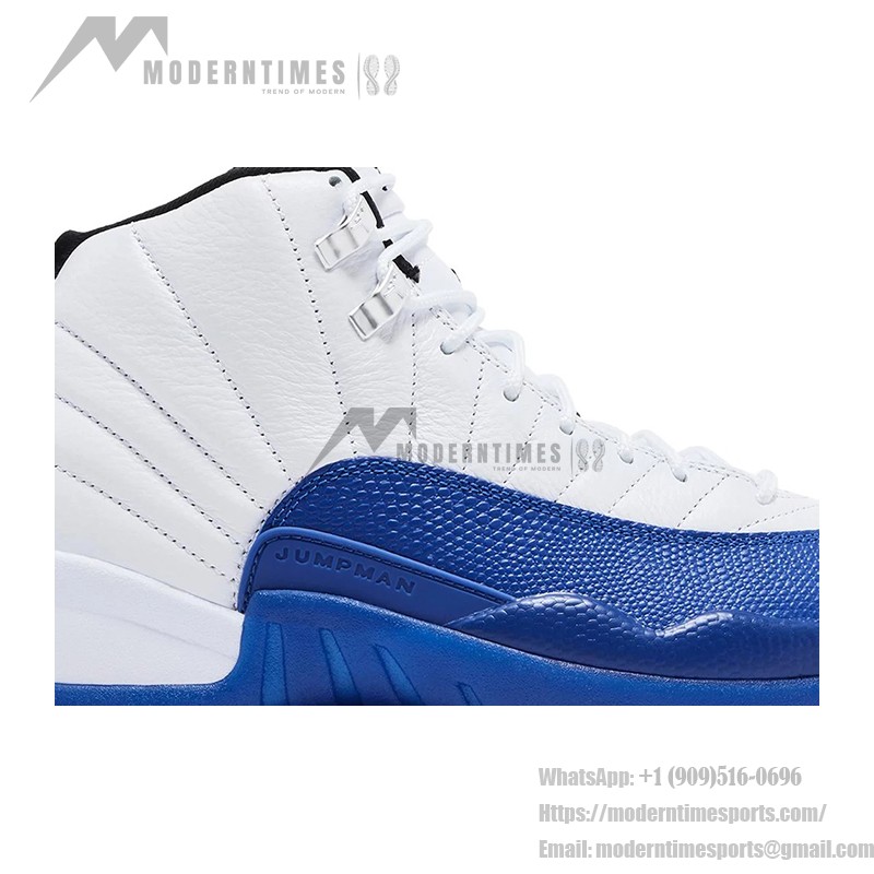 Air Jordan 12 Retro Game Royal CT8013-140 - White and Blue Premium Leather Sneakers