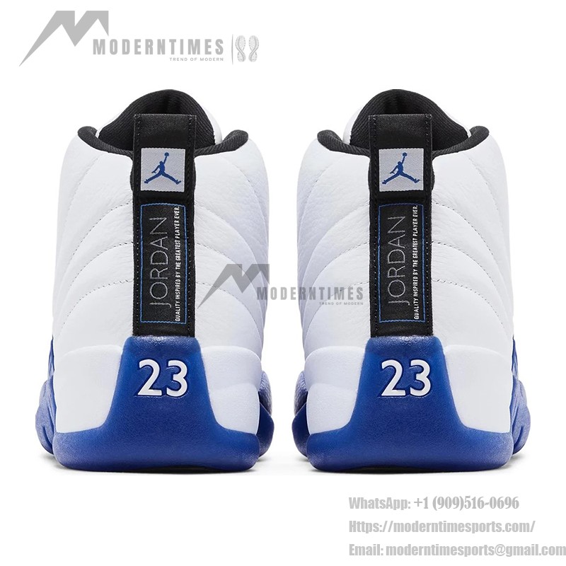 Air Jordan 12 Retro Game Royal CT8013-140 - White and Blue Premium Leather Sneakers