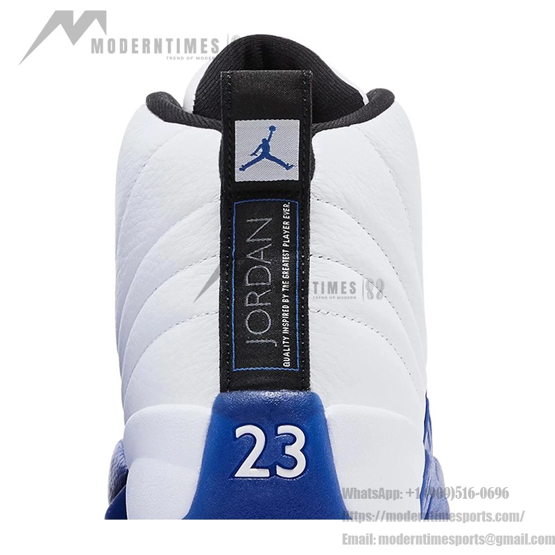 Air Jordan 12 Retro Game Royal CT8013-140 - White and Blue Premium Leather Sneakers