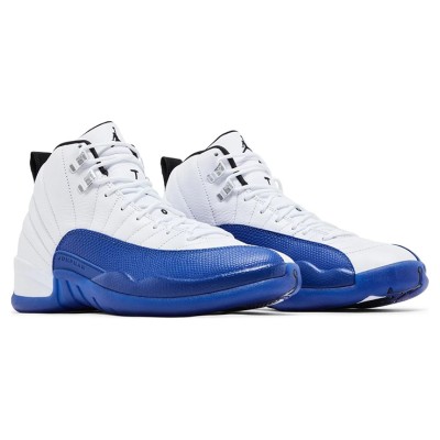 Air Jordan 12 Retro "Game Royal" CT8013-140 - Classic White and Blue Sneakers with Premium Leather Finish