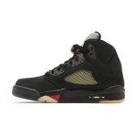 Air Jordan 5 Retro DR0092-001 Black Suede Sneakers with Olive Mesh and Reflective Tongue