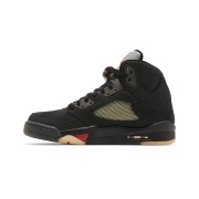 Air Jordan 5 Retro DR0092-001 - Black Suede Sneakers with Olive Mesh & Reflective Tongue