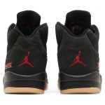 Air Jordan 5 Retro DR0092-001 Black Suede Sneakers with Olive Mesh and Reflective Tongue