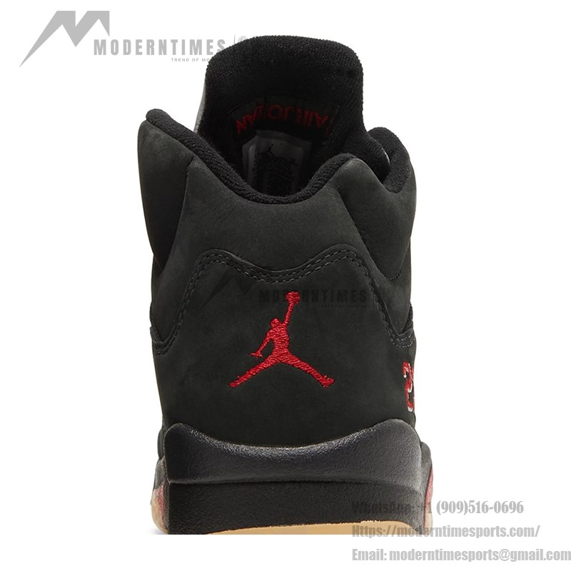 Air Jordan 5 Retro DR0092-001 Black Suede Sneakers with Olive Mesh and Reflective Tongue