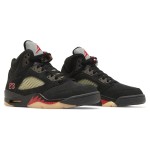 Air Jordan 5 Retro DR0092-001 Black Suede Sneakers with Olive Mesh and Reflective Tongue