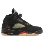 Air Jordan 5 Retro DR0092-001 Black Suede Sneakers with Olive Mesh and Reflective Tongue