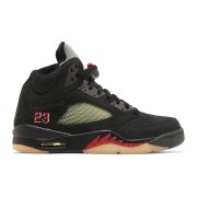 Air Jordan 5 Retro DR0092-001 - Black Suede Sneakers with Olive Mesh & Reflective Tongue