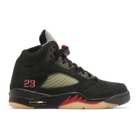 Air Jordan 5 Retro DR0092-001 - Black Suede Sneakers with Olive Mesh & Reflective Tongue