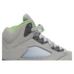 Air Jordan 5 Retro DM9014-003 Grey Leather Sneakers with Green Accents & Reflective Tongue