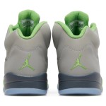 Air Jordan 5 Retro DM9014-003 Grey Leather Sneakers with Green Accents & Reflective Tongue