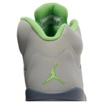 Air Jordan 5 Retro DM9014-003 Grey Leather Sneakers with Green Accents & Reflective Tongue