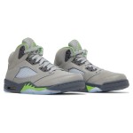 Air Jordan 5 Retro DM9014-003 Grey Leather Sneakers with Green Accents & Reflective Tongue