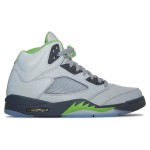 Air Jordan 5 Retro DM9014-003 Grey Leather Sneakers with Green Accents & Reflective Tongue