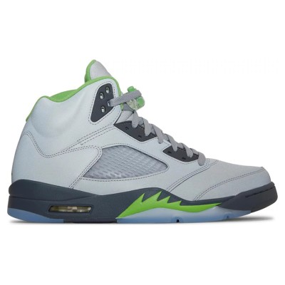 Air Jordan 5 Retro DM9014-003 - Grey Leather Sneakers with Green Accents & Reflective Tongue