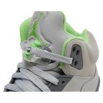 Air Jordan 5 Retro DM9014-003 Grey Leather Sneakers with Green Accents & Reflective Tongue