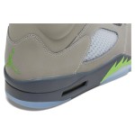 Air Jordan 5 Retro DM9014-003 Grey Leather Sneakers with Green Accents & Reflective Tongue