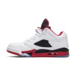 Air Jordan 5 Low 819171-101 White Leather Sneakers with Red & Black Accents