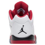 Air Jordan 5 Low 819171-101 White Leather Sneakers with Red & Black Accents