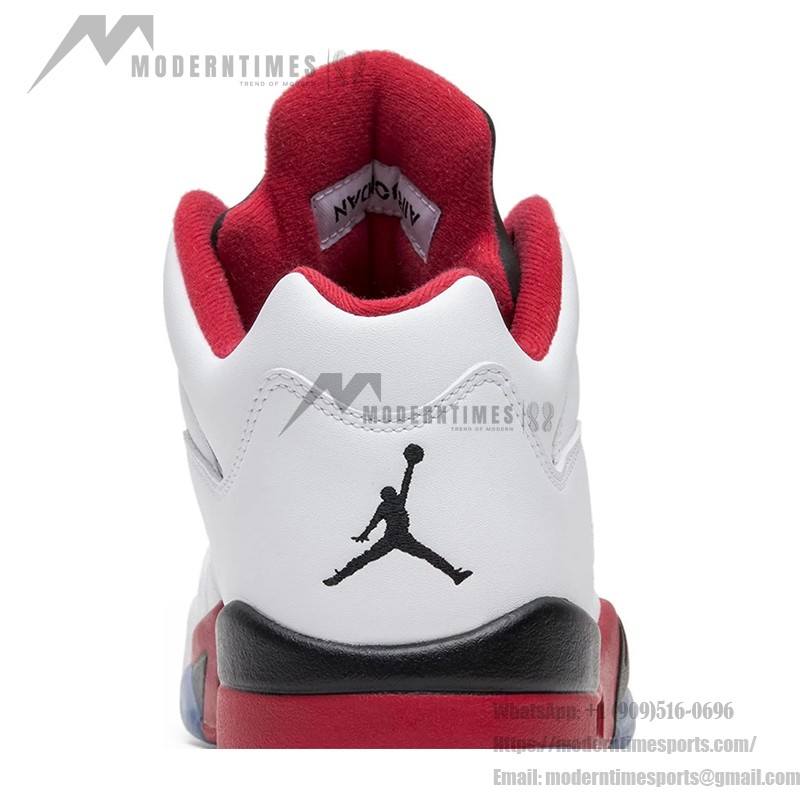 Air Jordan 5 Low 819171-101 White Leather Sneakers with Red & Black Accents