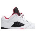 Air Jordan 5 Low 819171-101 White Leather Sneakers with Red & Black Accents