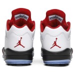 Air Jordan 5 Low Golf CU4523-100 White Leather Sneakers with Red Accents and Reflective Tongue