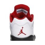 Air Jordan 5 Low Golf CU4523-100 White Leather Sneakers with Red Accents and Reflective Tongue