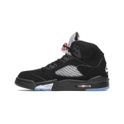 Air Jordan 5 Retro 845035-003 - Black Suede Sneakers with Silver Accents & Reflective Tongue