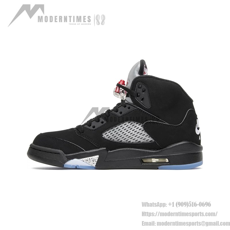 Air Jordan 5 Retro 845035-003 - Black Suede Sneakers with Silver Accents & Reflective Tongue