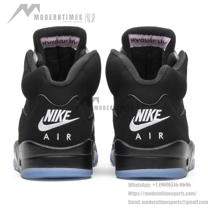 Air Jordan 5 Retro 845035-003 - Black Suede Sneakers with Silver Accents & Reflective Tongue