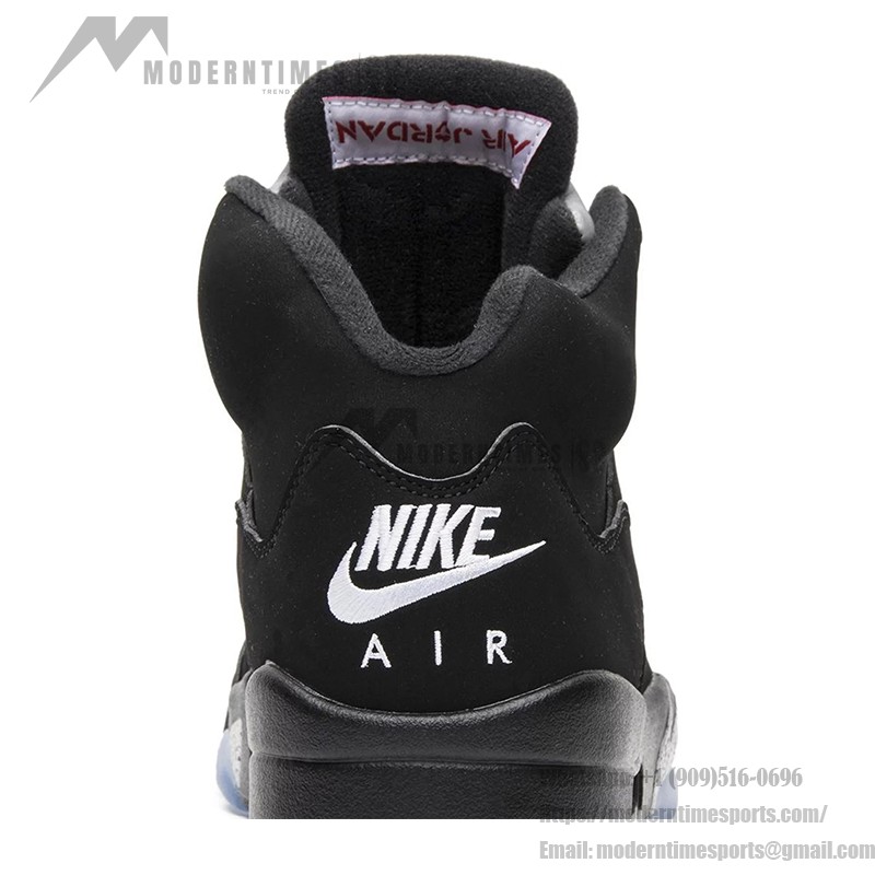 Air Jordan 5 Retro 845035-003 - Black Suede Sneakers with Silver Accents & Reflective Tongue