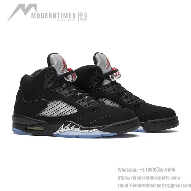 Air Jordan 5 Retro 845035-003 - Black Suede Sneakers with Silver Accents & Reflective Tongue