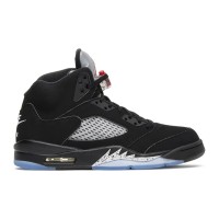 Air Jordan 5 Retro 845035-003 - Black Suede Sneakers with Silver Accents & Reflective Tongue