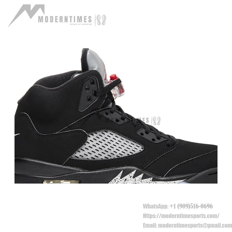 Air Jordan 5 Retro 845035-003 - Black Suede Sneakers with Silver Accents & Reflective Tongue