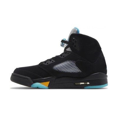 Air Jordan 5 Retro DD0587-047 - Black Sneakers with Blue & Yellow Accents and Reflective Tongue