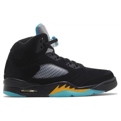 Air Jordan 5 Retro DD0587-047 - Black Sneakers with Blue & Yellow Accents and Reflective Tongue