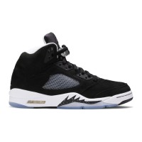 Air Jordan 5 Retro CT4838-011 - Black Suede Sneakers with Reflective Tongue & White Midsole