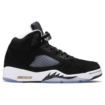 Air Jordan 5 Retro CT4838-011 - Black Suede Sneakers with Reflective Tongue & White Midsole