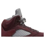 Air Jordan 5 Retro DZ4131-600 Burgundy Suede Sneakers with Grey Accents and Reflective Tongue