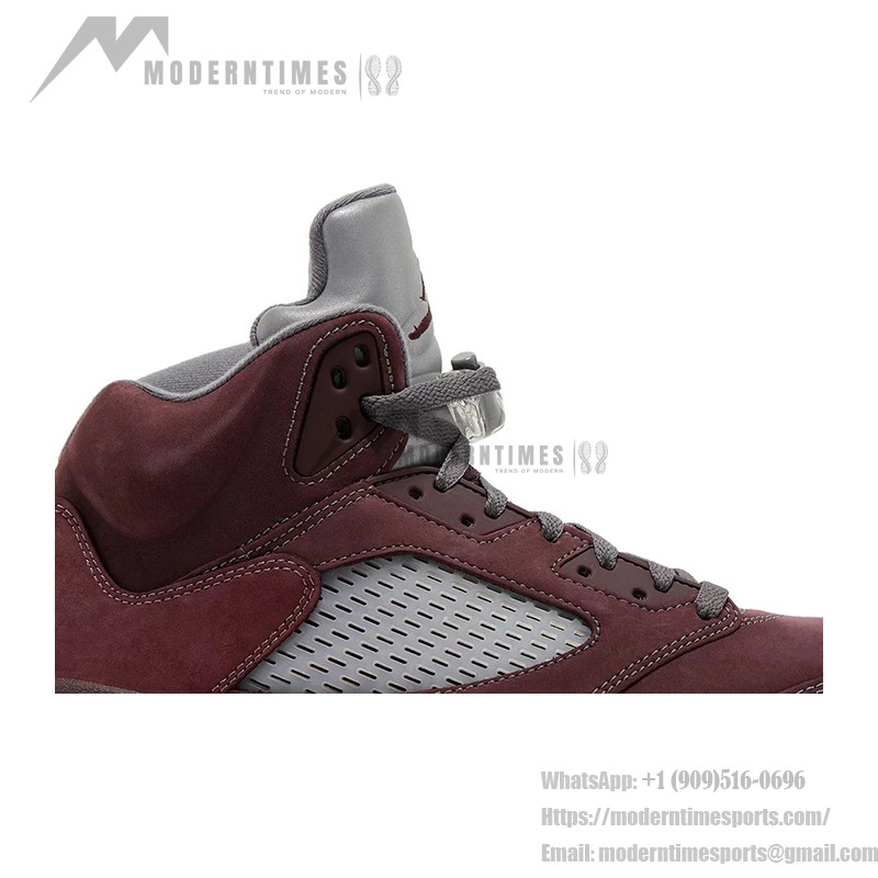 Air Jordan 5 Retro DZ4131-600 Burgundy Suede Sneakers with Grey Accents and Reflective Tongue