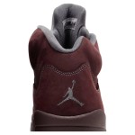 Air Jordan 5 Retro DZ4131-600 Burgundy Suede Sneakers with Grey Accents and Reflective Tongue