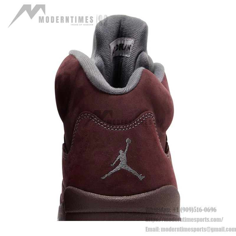 Air Jordan 5 Retro DZ4131-600 Burgundy Suede Sneakers with Grey Accents and Reflective Tongue